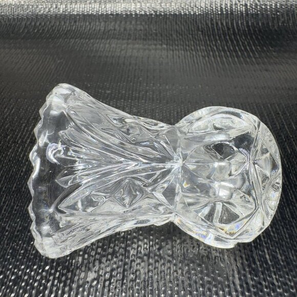 Vintage Clear Sawtooth Edge Small Toothpick Holder Small Bud Vase Crystal Glass - Picture 5 of 11